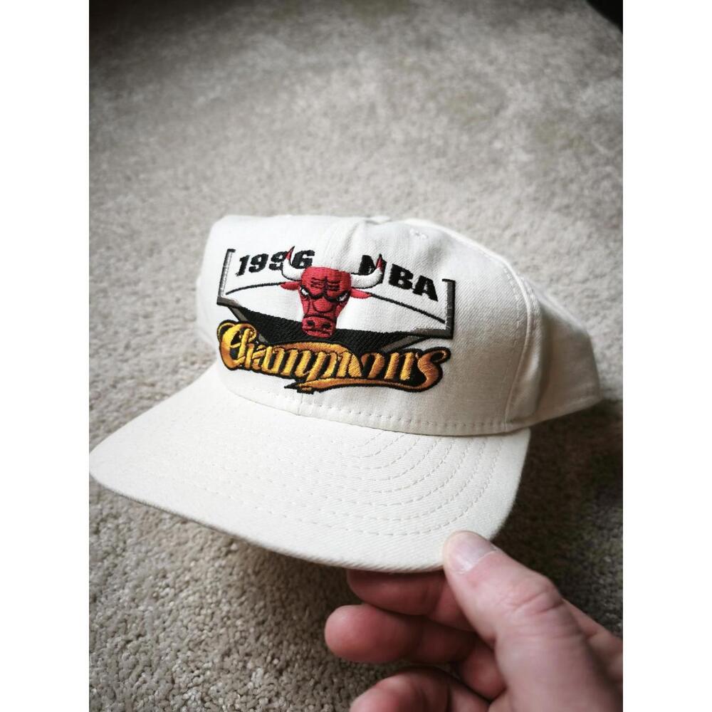 1996 NBA Finals Chicago Bulls New Era Championship Cap Cream White hat Snapback